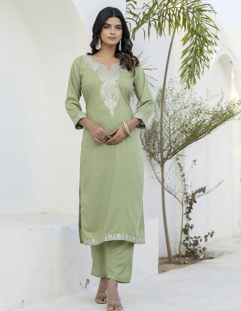 pear silk blend festive kurta set