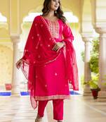pink silk blend festive kurta set