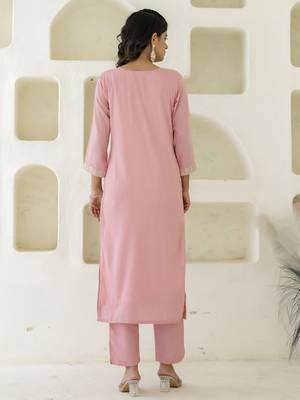 pink silk blend festive kurta set 3