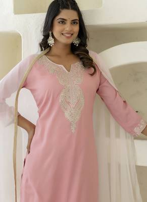 pink silk blend festive kurta set 4