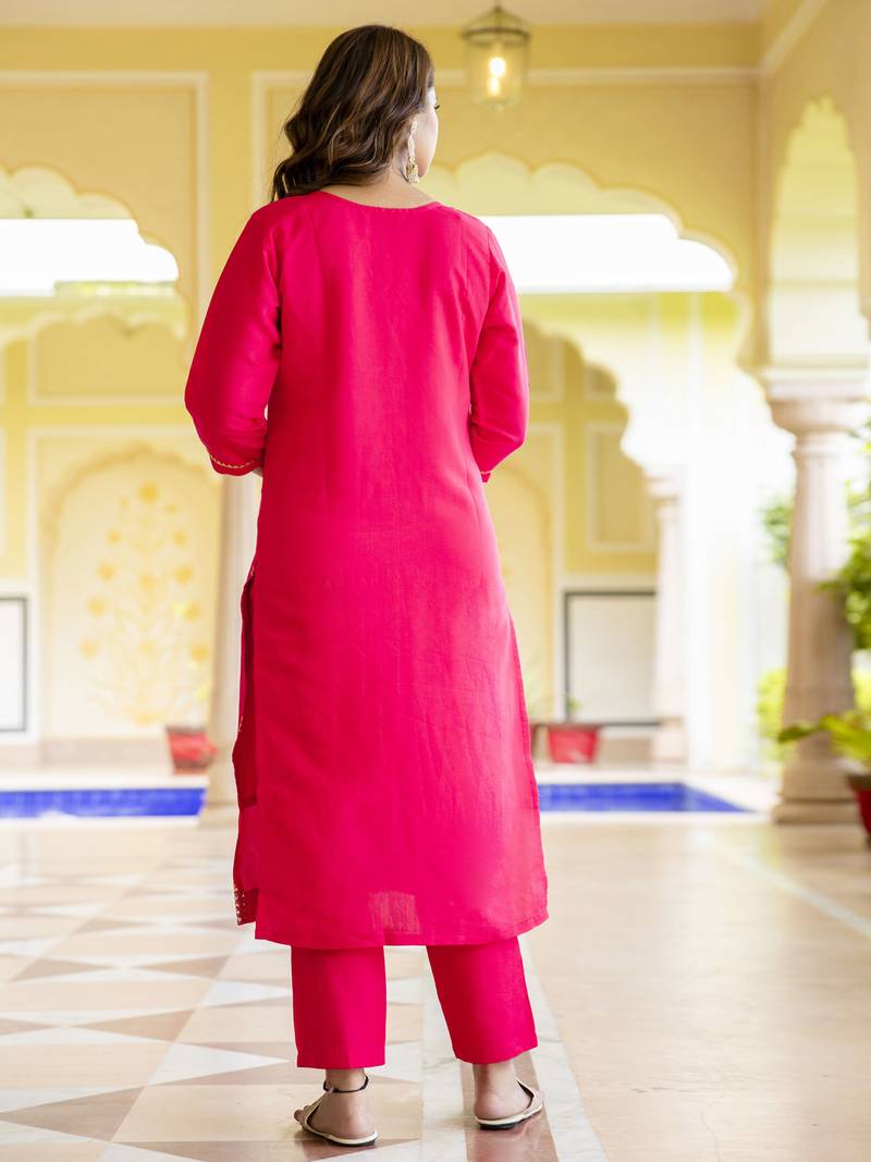 pink silk blend festive kurta set