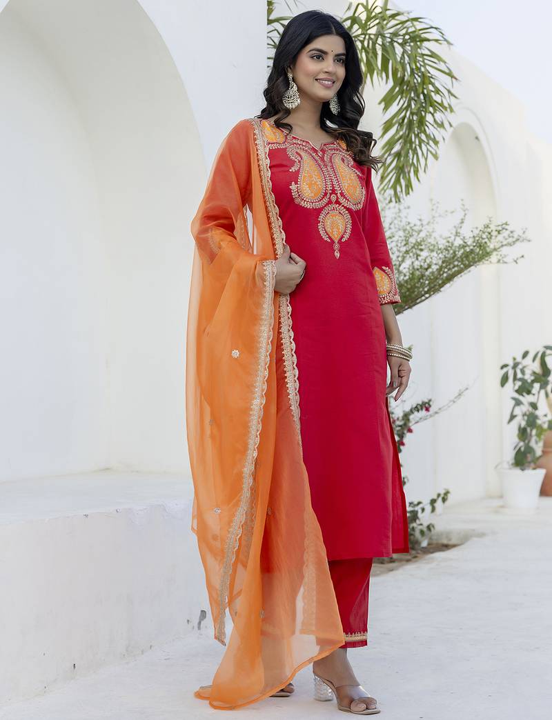 pink rayon festive kurta set