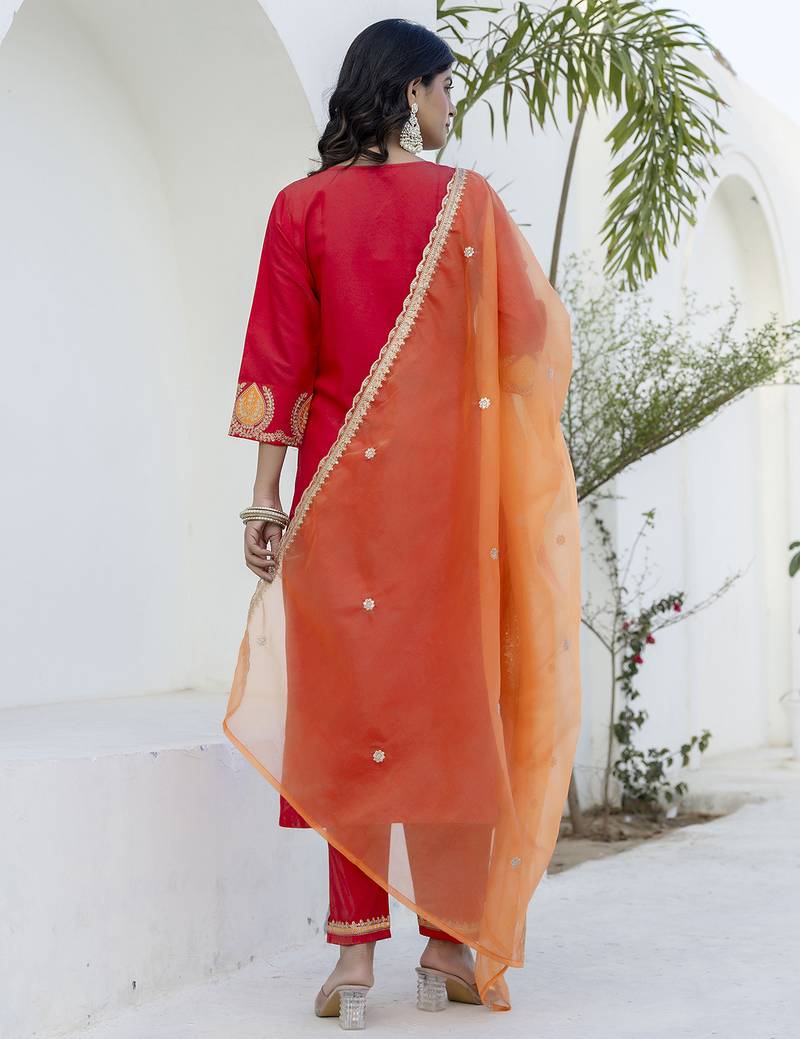 pink rayon festive kurta set