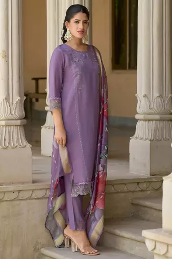 lavender viscose festive kurta set