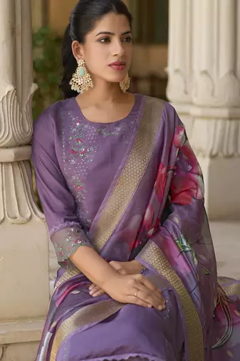 lavender viscose festive kurta set