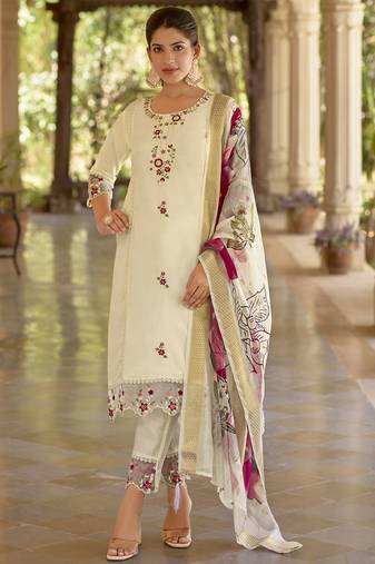 white viscose festive kurta set