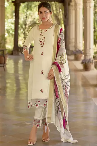 white viscose festive kurta set