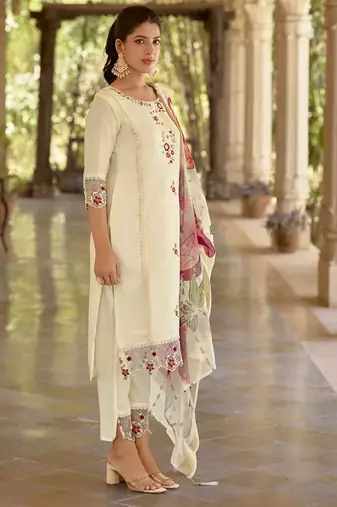 white viscose festive kurta set