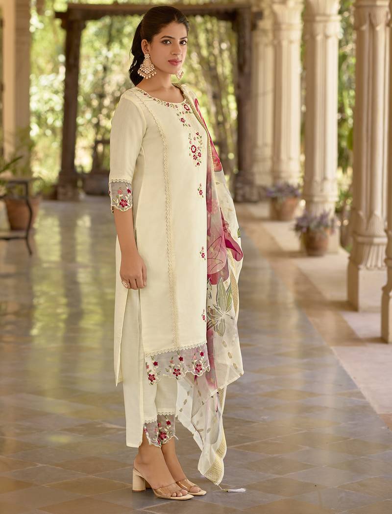 white viscose festive kurta set