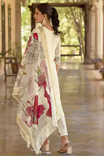 white viscose festive kurta set