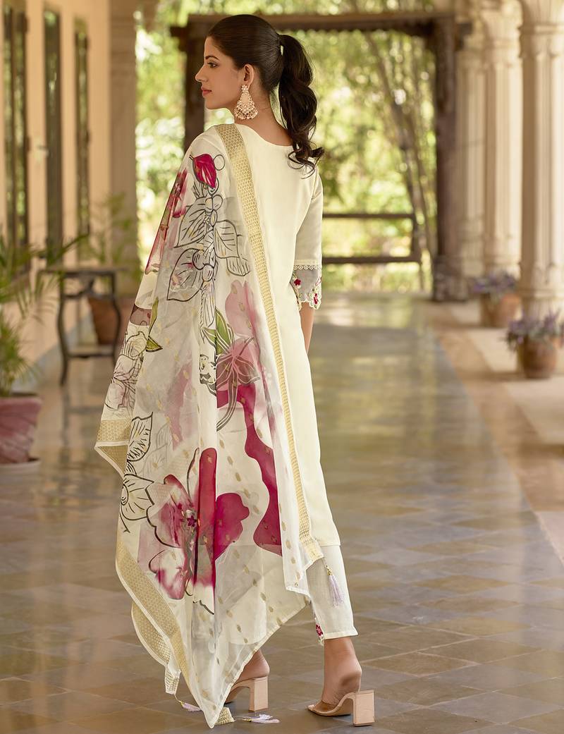 white viscose festive kurta set
