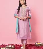 lavender cotton silk festive kurta set