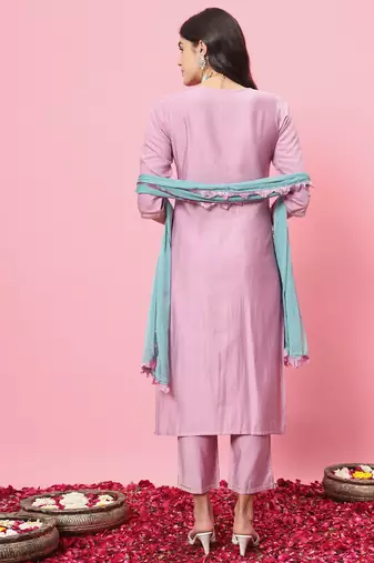 lavender cotton silk festive kurta set