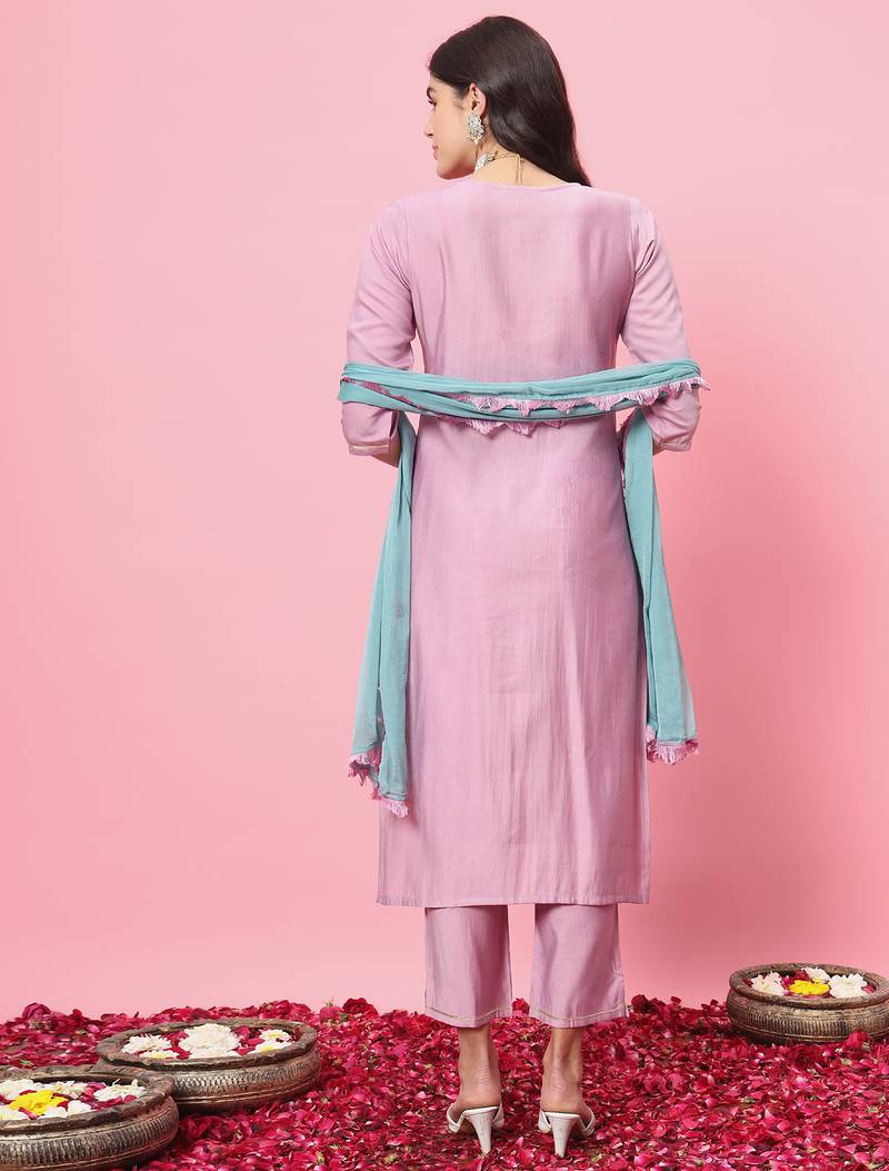 lavender cotton silk festive kurta set