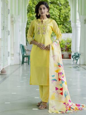 yellow chanderi silk festive kurta set 2