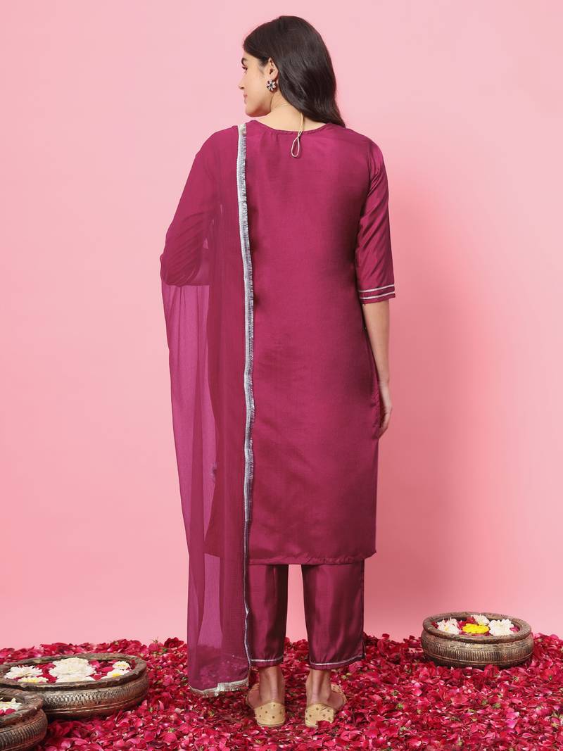 pink silk blend festive kurta set
