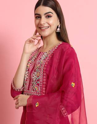 pink silk blend festive kurta set 4