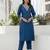 teal chanderi silk festive kurta set