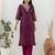 purple chanderi silk festive kurta set