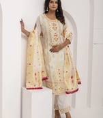 white jacquard festive kurta set