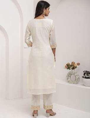 white jacquard festive kurta set 3