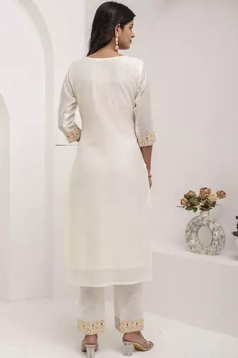 white jacquard festive kurta set