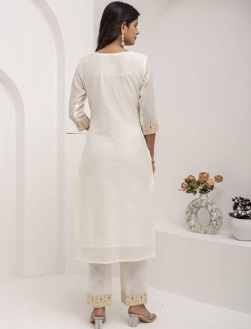 white jacquard festive kurta set
