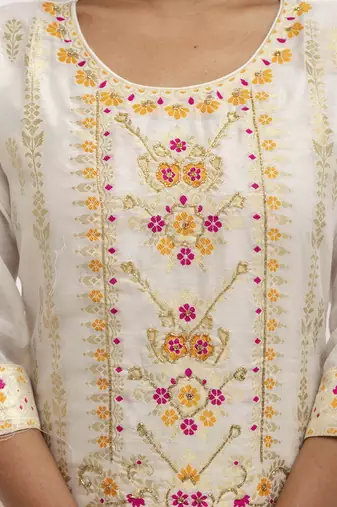 white jacquard festive kurta set