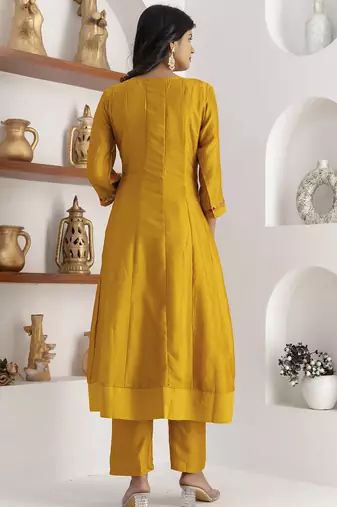 yellow vichitra festive kurta set