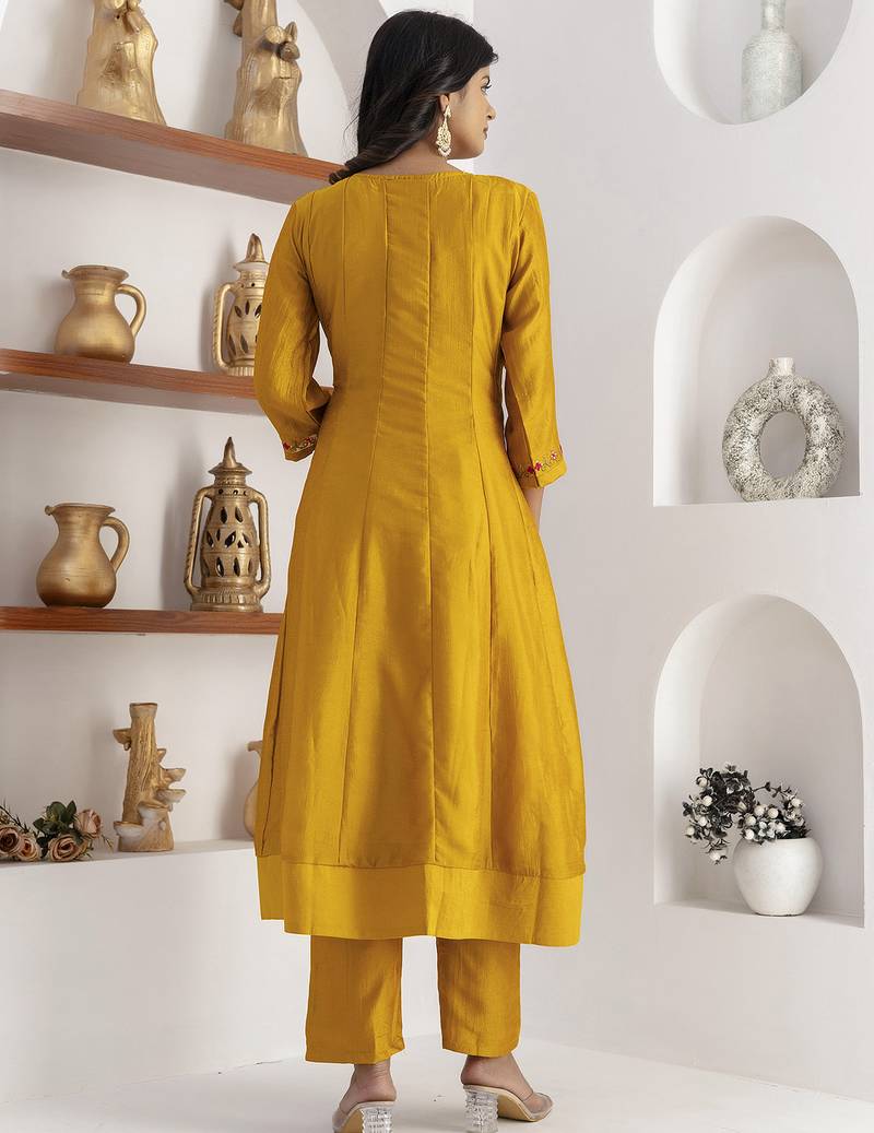 yellow vichitra festive kurta set