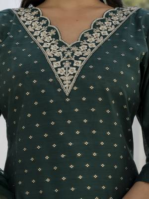 green chanderi silk festive kurta set 4