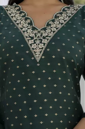 green chanderi silk festive kurta set