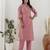 pink chanderi silk festive kurta set