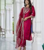 pink silk blend festive kurta set