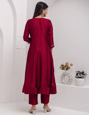 red vichitra festive kurta set 3
