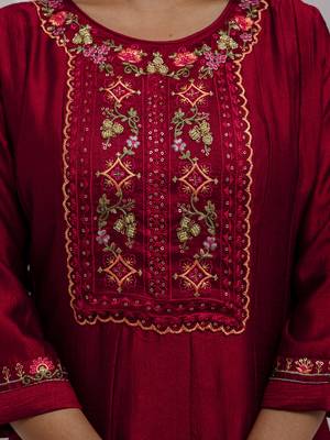 red vichitra festive kurta set 4