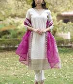 white chanderi silk festive kurta set