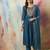 teal-blue cotton silk festive kurta set