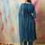 teal-blue cotton silk festive kurta set