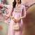 pink chanderi silk festive kurta set
