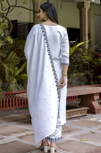 white viscose festive kurta set