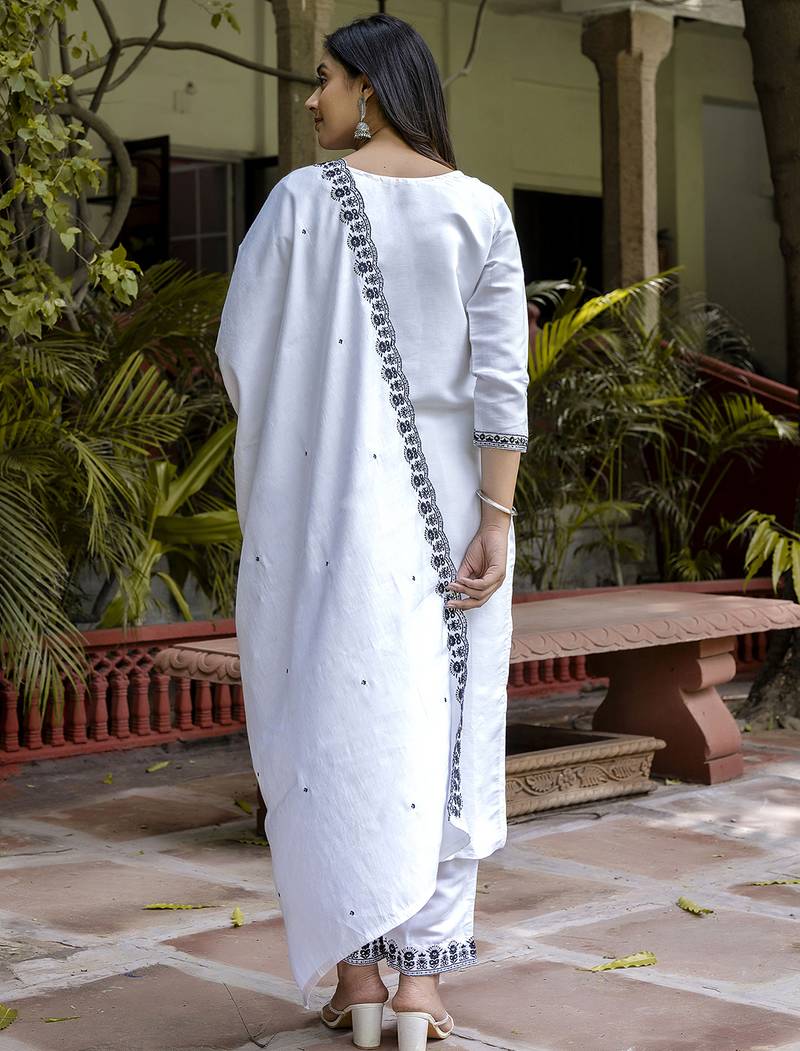white viscose festive kurta set