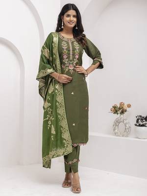 mehendi viscose silk festive kurta set 1