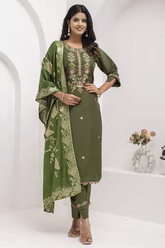 mehendi viscose silk festive kurta set