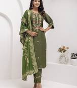 mehendi viscose silk festive kurta set