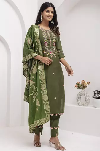 mehendi viscose silk festive kurta set
