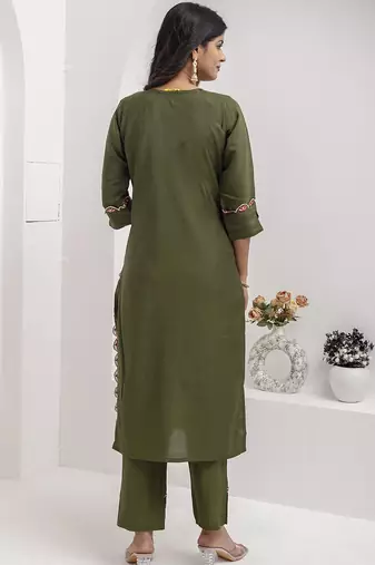 mehendi viscose silk festive kurta set