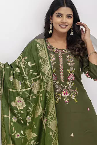 mehendi viscose silk festive kurta set