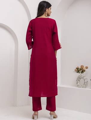 maroon viscose silk festive kurta set 3