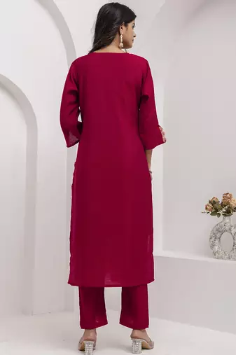 maroon viscose silk festive kurta set
